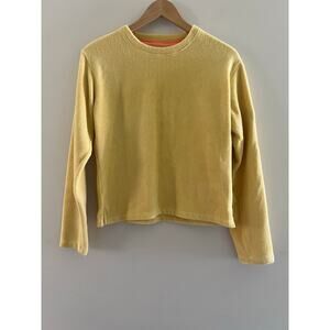 Horny Toad Fuzzy Sweater Yellow Crew Neck Size Small JL